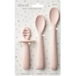 Ali + Oli Utensils & Accessories|Dishes, Utensils & Food Containers*- (3-Pc) Multi Stage Spoon Set For Baby, Blush