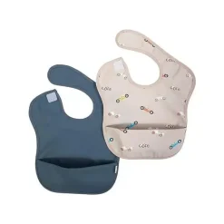 Ali + Oli Cars|Bibs*- 2Pk Smock Bib For Baby Short Sleeve, Cars Midnight