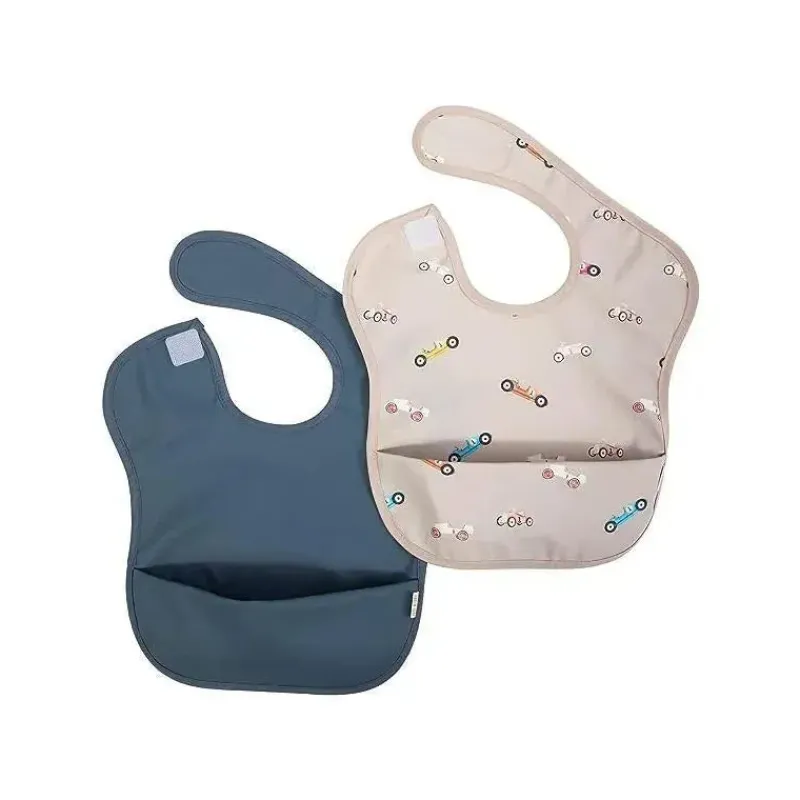 Ali + Oli Cars|Bibs*- 2Pk Smock Bib For Baby Short Sleeve, Cars Midnight