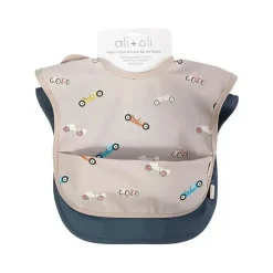 Ali + Oli Cars|Bibs*- 2Pk Smock Bib For Baby Short Sleeve, Cars Midnight