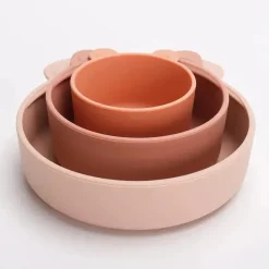 Ali + Oli Feeding Gift Set|Plates & Bowls*- 3Pk Stackable Snack Bowl Set, Terracotta Blush