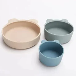 Ali + Oli Feeding Gift Set|Plates & Bowls*- 3Pk Stackable Snack Bowl Set, Blue Horizon