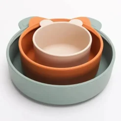 Ali + Oli Feeding Gift Set|Plates & Bowls*- 3Pk Stackable Snack Bowl Set, Citrus Splash