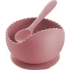 Ali + Oli Suction Plates & Bowls|Dishes, Utensils & Food Containers*- Silicone Suction Bowl & Spoon Set Wavy, Dusty Rose