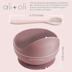 Ali + Oli Suction Plates & Bowls|Dishes, Utensils & Food Containers*- Silicone Suction Bowl & Spoon Set, Sage