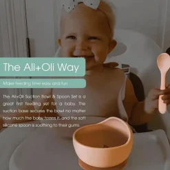 Ali + Oli Suction Plates & Bowls|Dishes, Utensils & Food Containers*- Silicone Suction Bowl & Spoon Set, Blush