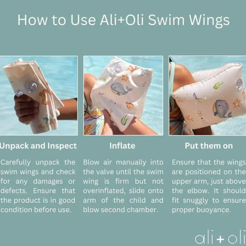 Ali + Oli Life Vests & Floats*- Swim Arm Band Wings Inflatable Float (Undersea)