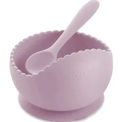 Ali + Oli Suction Plates & Bowls|Dishes, Utensils & Food Containers*Suction Bowl & Spoon (Lilac) Wavy Edge