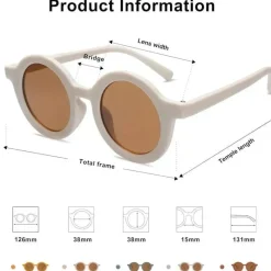 Ali + Oli Gift For Toddler|Sunglasses*Ali+Oli - SOJOS Cute Round Polarized Sunglasses, UV400 Protection, Vanilla