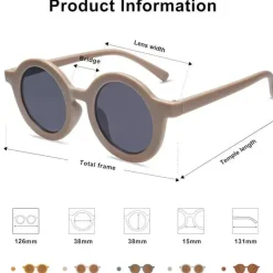 Ali + Oli Gift For Toddler|Sunglasses*Ali+Oli - SOJOS Cute Round Polarized Sunglasses, UV400 Protection, Taupe