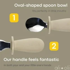 Ali + Oli Utensils & Accessories|Dishes, Utensils & Food Containers*Ali+Oli - Spoon & Fork Learning Set for Toddlers, 6m+, Khaki