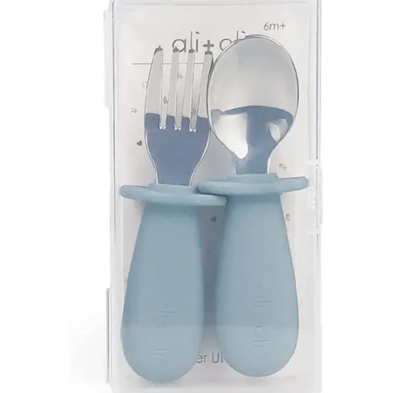 Ali + Oli Utensils & Accessories|Dishes, Utensils & Food Containers*Ali+Oli - Spoon & Fork Learning Set for Toddlers, 6m+, Powder Blue