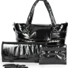 7AM Tote Bags*Voyage - Waterproof Capri Diaper Bag with Crossbody Straps Black Polar