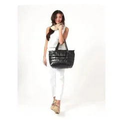 7AM Tote Bags*Voyage - Waterproof Capri Diaper Bag with Crossbody Straps Black Polar