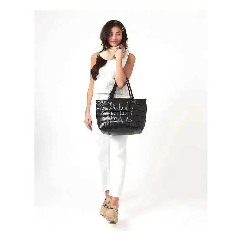 7AM Tote Bags*Voyage - Waterproof Capri Diaper Bag with Crossbody Straps Black Polar
