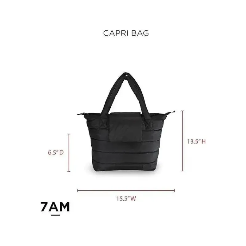 7AM Tote Bags*Voyage - Waterproof Capri Diaper Bag with Crossbody Straps Black Polar