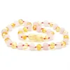 Amber Stone Amber Necklaces*- Baltic Amber & Rose Quartz Necklace 132
