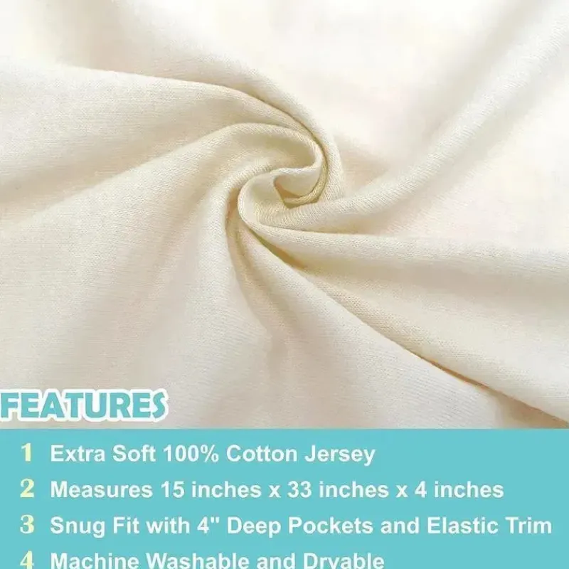 American Baby Company Crib & Bed Sheets*American Baby - 15 x 33 Fitted Bassinet Sheet, 100% Natural Cotton Jersey Knit, Cream