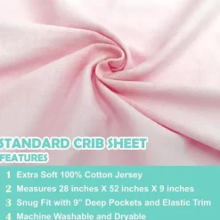 American Baby Company Crib & Bed Sheets*American Baby -100% Cotton Knit Jersey Fitted Crib Sheet, Pink