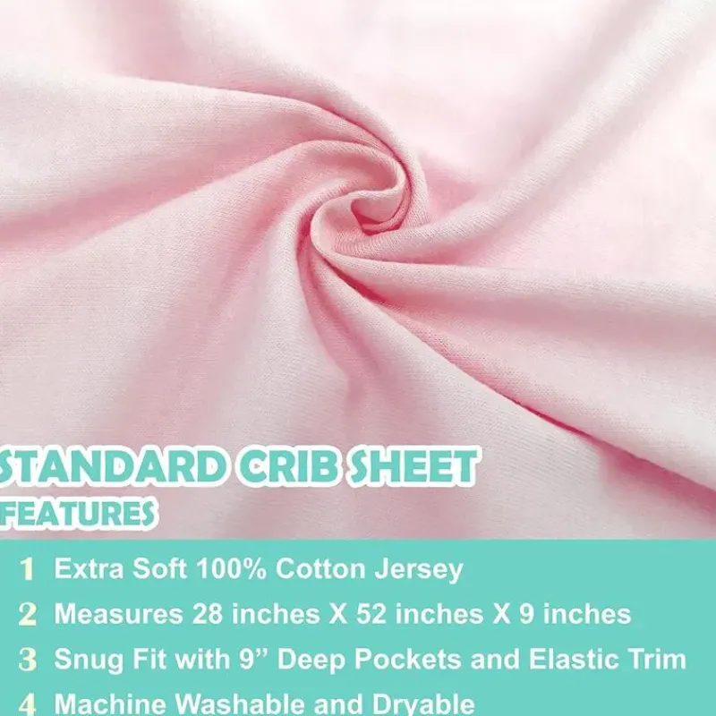 American Baby Company Crib & Bed Sheets*American Baby -100% Cotton Knit Jersey Fitted Crib Sheet, Pink
