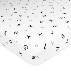 American Baby Company Crib & Bed Sheets*American Baby -100% Cotton Knit 5.7 Oz Value Jersey Fitted Bassinet Sheet 15 X 33 X 4, Grey Alphabet