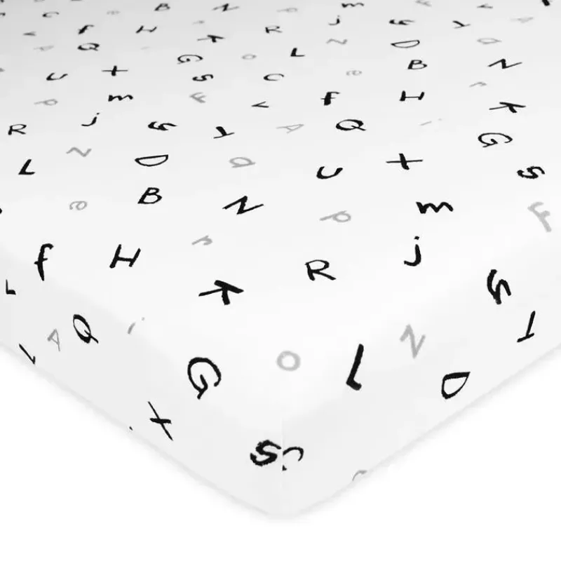 American Baby Company Crib & Bed Sheets*American Baby -100% Cotton Knit 5.7 Oz Value Jersey Fitted Bassinet Sheet 15 X 33 X 4, Grey Alphabet