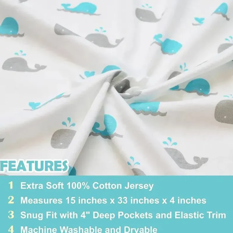 American Baby Company Crib & Bed Sheets*American Baby -100% Cotton Knit 5.7 Oz Value Jersey Fitted Bassinet Sheet 15 X 33 X 4, Grey Alphabet
