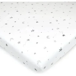 American Baby Company Crib & Bed Sheets*American Baby - Fitted Bassinet Sheet Printed 100% Natural Cotton Jersey Knit, Stars & Moons