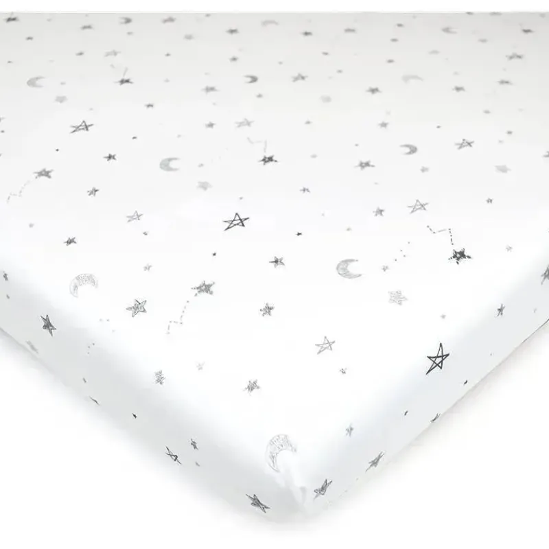 American Baby Company Crib & Bed Sheets*American Baby - Fitted Bassinet Sheet Printed 100% Natural Cotton Jersey Knit, Stars & Moons