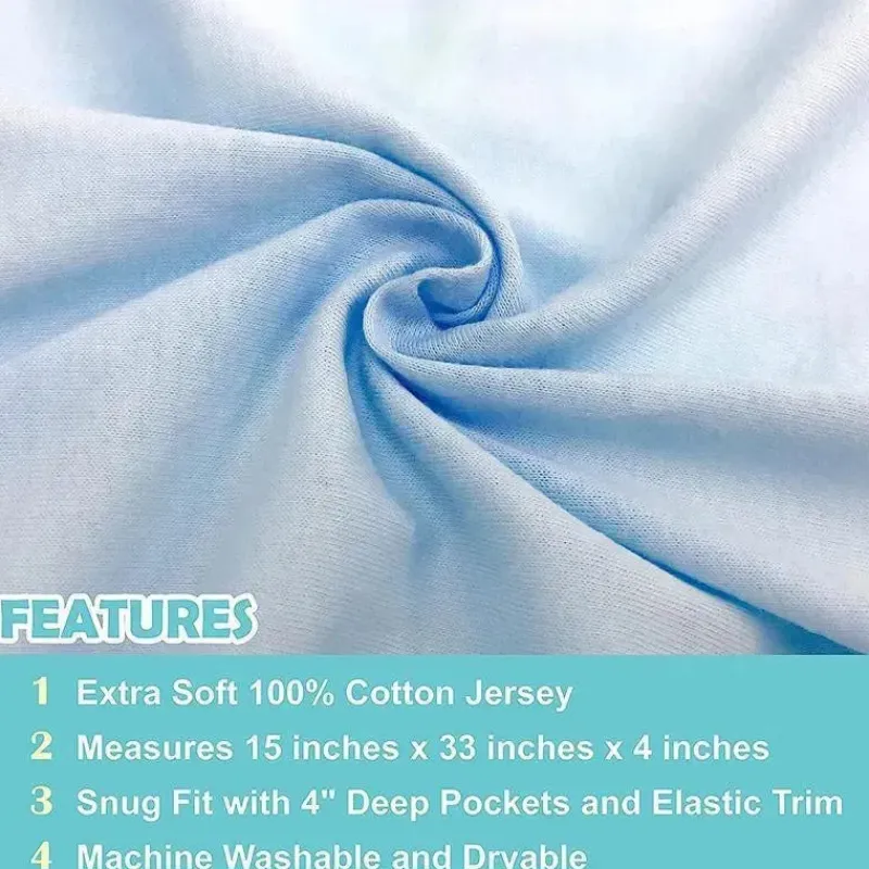 American Baby Company Crib & Bed Sheets*American Baby - Fitted Bassinet Sheet 100% Natural Cotton Jersey Knit, Blue