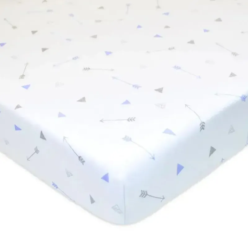 American Baby Company Crib & Bed Sheets*American Baby - Fitted Crib Sheet 28 x 52, Soft Breathable 100% Cotton Jersey Sheet, Silver Blue Arrow