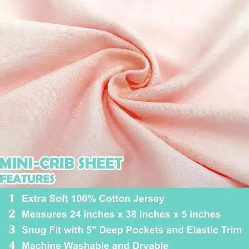American Baby Company Crib & Bed Sheets*American Baby - Fitted Mini Crib Sheet 24 x 38, 100% Cotton Jersey Portable Sheet, Blush
