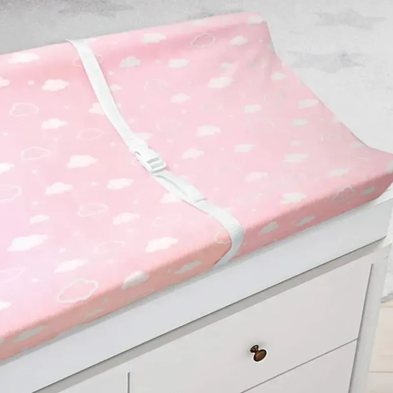 American Baby Company Mattresses, Pads & Covers*American Baby - Heavenly Soft Chenille Contoured Changing Pad Cover 17 X 35 X 5, Pink Clouds