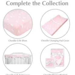 American Baby Company Mattresses, Pads & Covers*American Baby - Heavenly Soft Chenille Contoured Changing Pad Cover 17 X 35 X 5, Pink Clouds