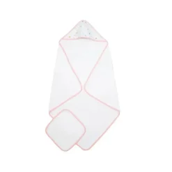 American Baby Company Organic|Baby Bath Towels*American Baby - Organic Hooded Towel And Washcloth, Gold/Pink Arrows