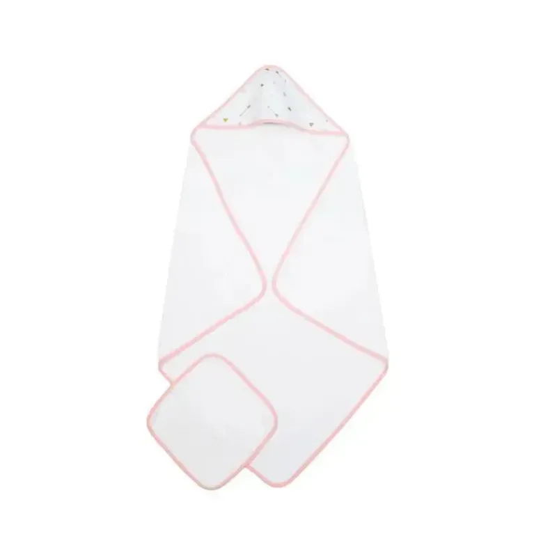 American Baby Company Organic|Baby Bath Towels*American Baby - Organic Hooded Towel And Washcloth, Gold/Pink Arrows