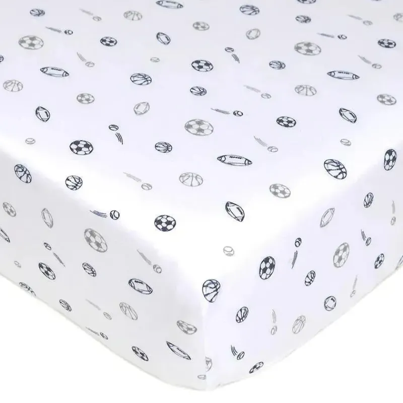 American Baby Company Crib & Bed Sheets*American Baby - Printed 100% Cotton Jersey Knit Fitted Crib Sheet, Grey Sports