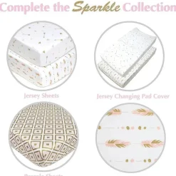 American Baby Company Crib & Bed Sheets*American Baby - Printed 100% Cotton Jersey Knit Fitted Crib Sheet, Sparkle Gold