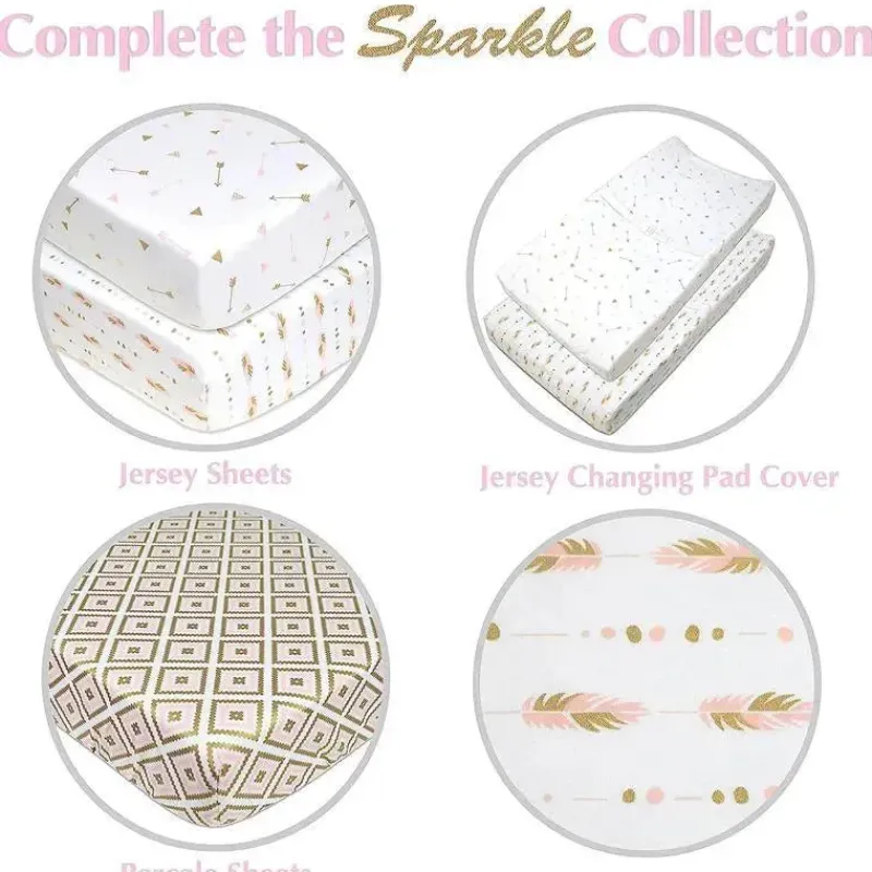 American Baby Company Crib & Bed Sheets*American Baby - Printed 100% Cotton Jersey Knit Fitted Crib Sheet, Sparkle Gold