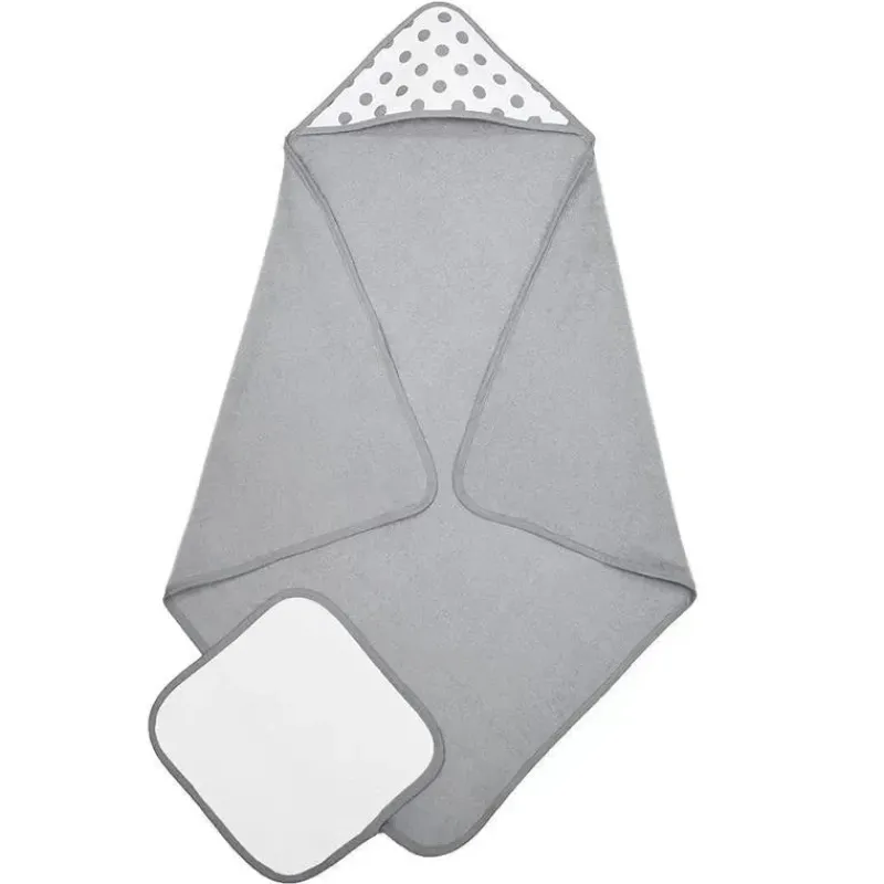 American Baby Company Baby Bath Towels*American Baby - Terry Hooded Towel & Washcloth Set, Grey