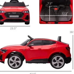 Tobbi Ride-On Toys*Aosom - Kids Audi Car Battery Powered Ride On Toy with Remote Control, Red