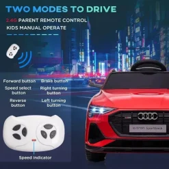 Tobbi Ride-On Toys*Aosom - Kids Audi Car Battery Powered Ride On Toy with Remote Control, Red