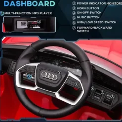 Tobbi Ride-On Toys*Aosom - Kids Audi Car Battery Powered Ride On Toy with Remote Control, Red