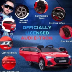 Tobbi Ride-On Toys*Aosom - Kids Audi Car Battery Powered Ride On Toy with Remote Control, Red