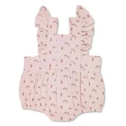 Apple Park Baby One-Pieces*- Rainbows & Ice Cream Muslin Flutter Sleeve Romper, 3/6M