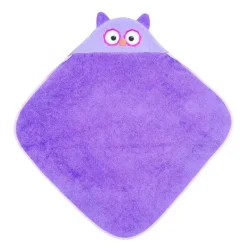 Apple Park Baby Bath Towels*Organic Hooded Infant Towel, Purple Owl