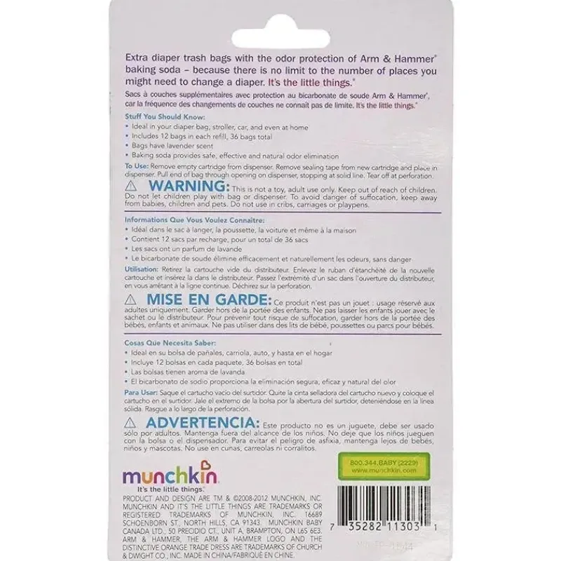 Munchkin Diaper Pails & Refills*Arm & Hammer Bag Refills 6-pack