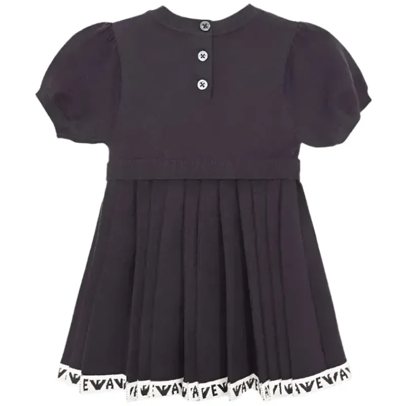 Armani Baby Dresses|Baby Dresses & Skirts*- Girl Short Sleeve Pleated Dress Logo, Navy