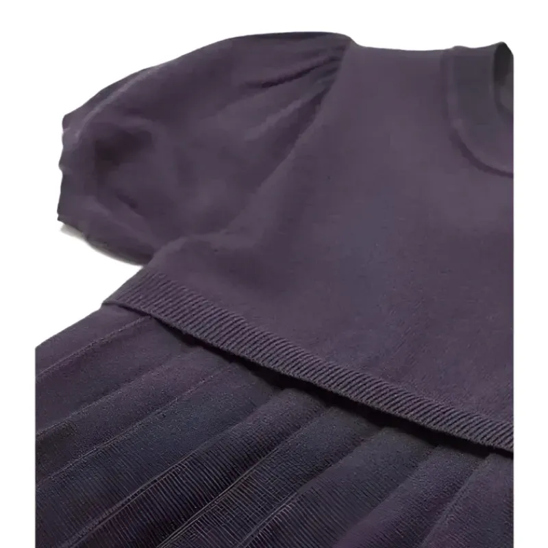 Armani Baby Dresses|Baby Dresses & Skirts*- Girl Short Sleeve Pleated Dress Logo, Navy
