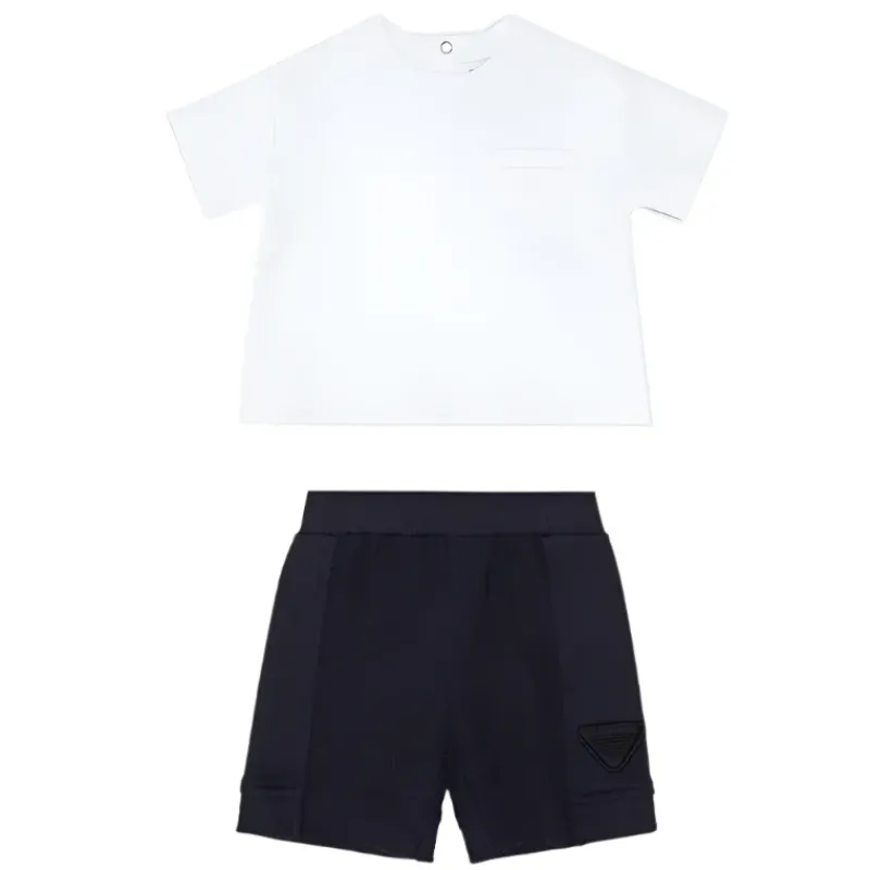 Armani Baby Baby Sets*- 2Pk Set T-Shit And Shorts, White And Navy
